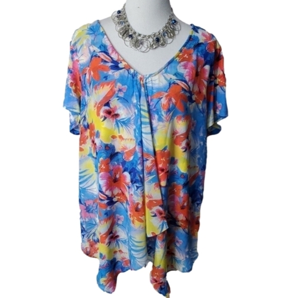 NY Collection size 2x multicolor top vacation - Picture 2 of 10